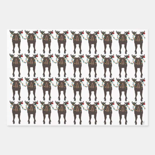 Papiertücher für Elch Holiday Geschenkpapier Set (Vorderseite)