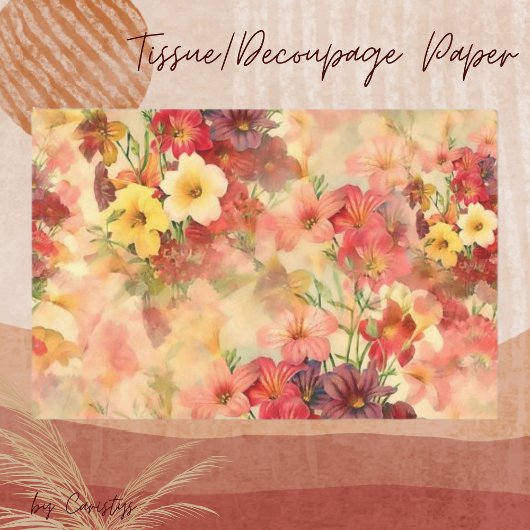 Papiertücher für Florals Orange und Rote Decopage Seidenpapier