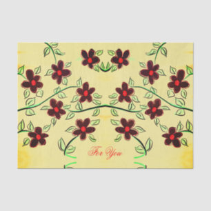 Papiertücher mit brauner und roter Blüte Seidenpapier