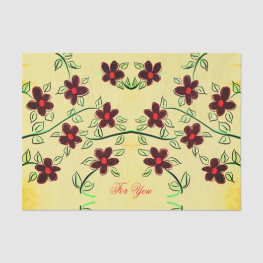 Papiertücher mit brauner und roter Blüte Seidenpapier (Vorderseite)