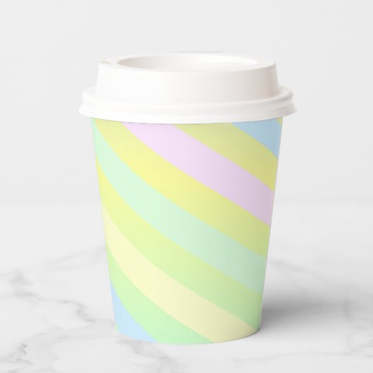 Papiertücher mit Pastellstreifen Pappbecher (Rückseite)