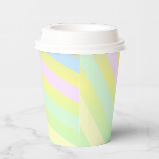 Papiertücher mit Pastellstreifen Pappbecher (Rechts)
