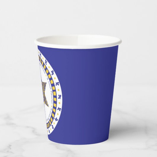 Papiertücher "Pessach Blau/Gelb Star" 8oz. Pappbecher (Links)