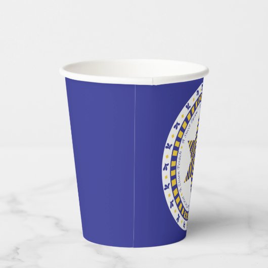Papiertücher "Pessach Blau/Gelb Star" 8oz. Pappbecher (Rechts)