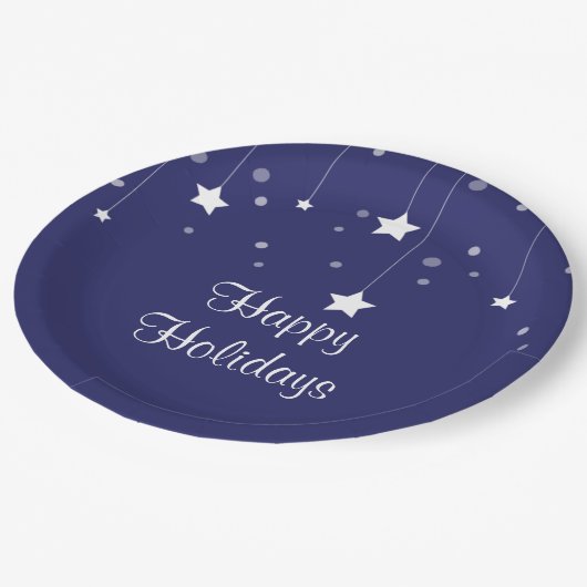 Papiertüte aus blau-weißem Happy Pappteller (Schrägansicht)