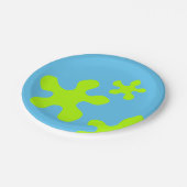 Papiertüte aus grünem Schleim, blaues Party, Telle Pappteller (Schrägansicht)