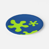 Papiertüte aus grünem Schleim, blaues Party, Telle Pappteller (Schrägansicht)