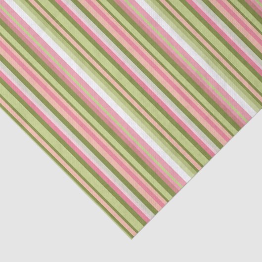 Papiertüte aus rosa und grünem Streifen Seidenpapier (Ausschnitt)