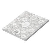 Papiertüte aus weißem Blumenmotiv Notizblock (Rotiert)