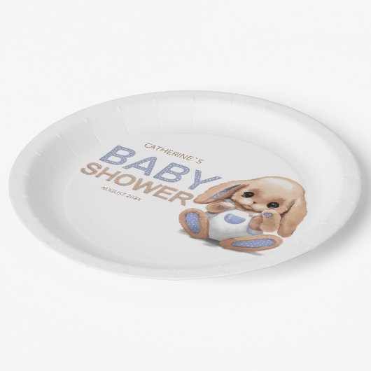 Papiertüte für Babydusche. Pappteller (Schrägansicht)