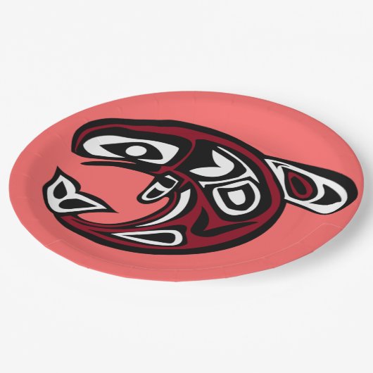 Papiertüte für Wilden Lachs schützen Pappteller (Schrägansicht)