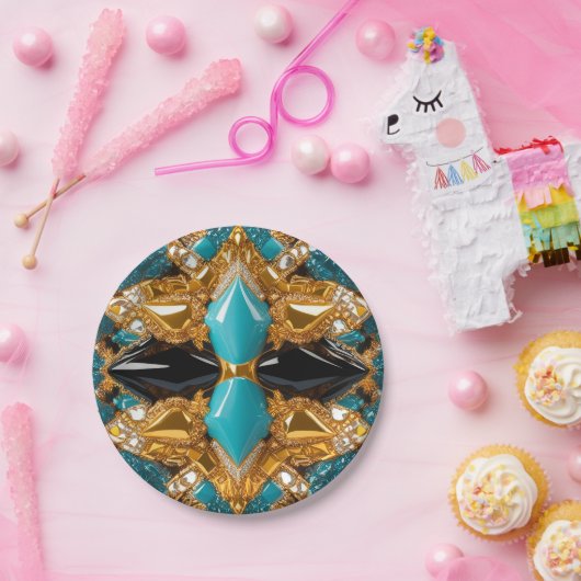 Papiertüte mit Bahamas Farbdesign Pappteller (Party)