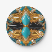 Papiertüte mit Bahamas Farbdesign Pappteller (Vorderseite)