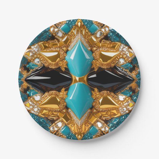 Papiertüte mit Bahamas Farbdesign Pappteller (Vorderseite)