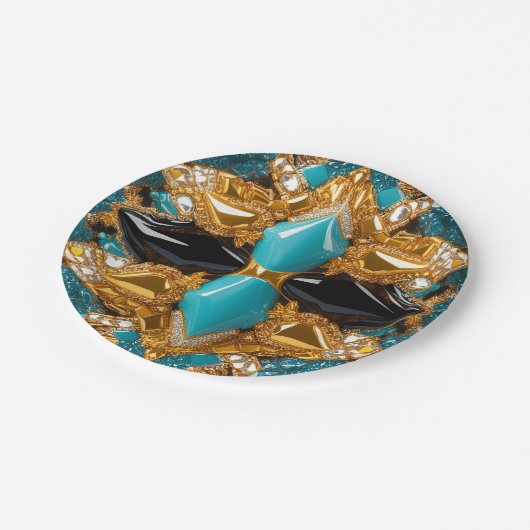 Papiertüte mit Bahamas Farbdesign Pappteller (Schrägansicht)