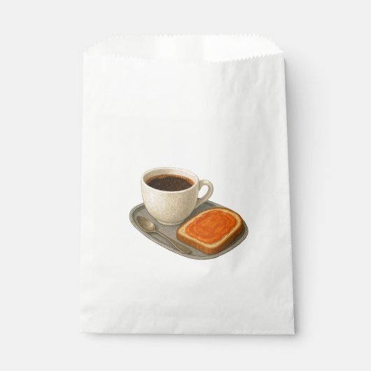 Papiertüte mit Illustration von Kaffee und Toast Geschenktütchen (Vorderseite)