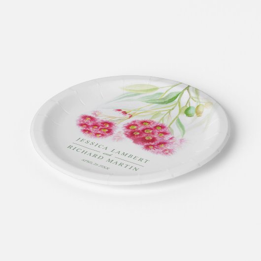 Papiertüte mit rosa Prägung Pappteller (Schrägansicht)