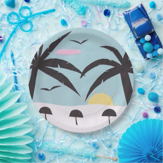 Papiertüte mit Sonnenaufgang Pappteller (Party)