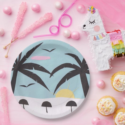 Papiertüte mit Sonnenaufgang Pappteller (Party)