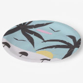 Papiertüte mit Sonnenaufgang Pappteller (Schrägansicht)