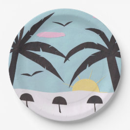 Papiertüte mit Sonnenaufgang Pappteller