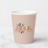 Papiertüten, Boho Modern Florals beige rosa Pappbecher (Vorderseite)
