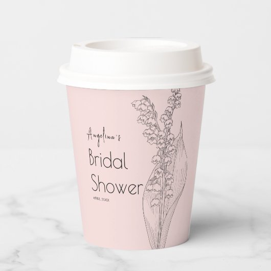 Papiertüten für eine Brautdusche. Pappbecher (Rückseite)