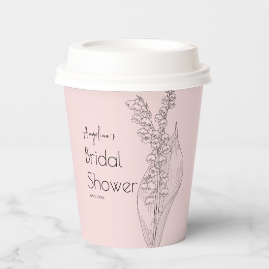 Papiertüten für eine Brautdusche. Pappbecher (Vorderseite)