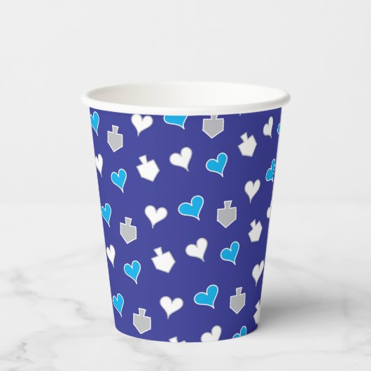 Papiertüten "Haustiere/Herz und Dreidels" 8 oz. Pappbecher (Rückseite)