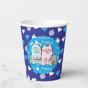 Papiertüten "Haustiere/Herz und Dreidels" 8 oz. Pappbecher