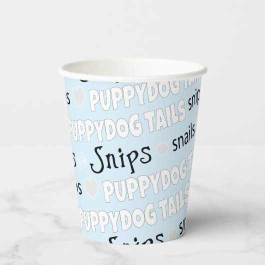 Papiertüten "Snips and Snails" 8 oz. Pappbecher (Rückseite)