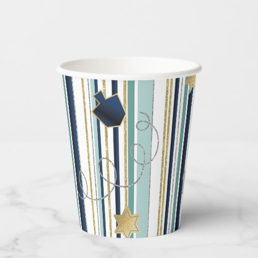 Papiertüten "Streifen und Spaß" 8 oz. Pappbecher (Rückseite)