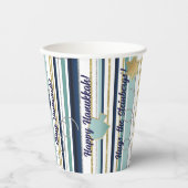 Papiertüten "Streifen und Spaß" 8 oz. Pappbecher (Vorderseite)