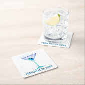 PAPIERUntersetzer - BLAUER MARTINI Rechteckiger Pappuntersetzer (Vor Ort)