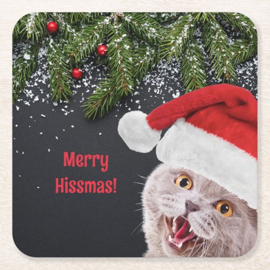 Papieruntersetzer, Frohe Hissmas  Rechteckiger Pappuntersetzer (Vorderseite)