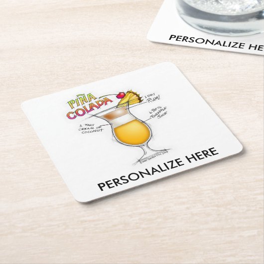 PAPIERUntersetzer - PINA COLADA Rechteckiger Pappuntersetzer (angewinkelt)