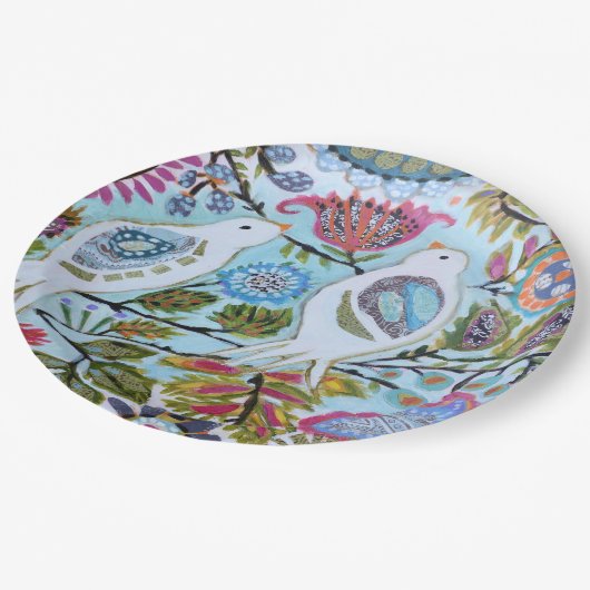 Papiervögel I Pappteller (Schrägansicht)