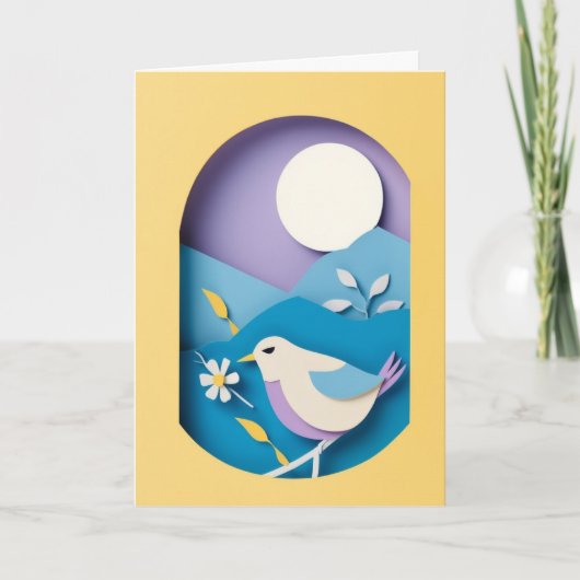 Papiervogel Mondlicht Karte (Vorderseite)