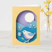 Papiervogel Mondlicht Karte (Gelbe Blume)
