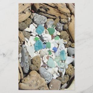 Papierwaren Strand Suchende Blaue Meer Glas Fossil Briefpapier