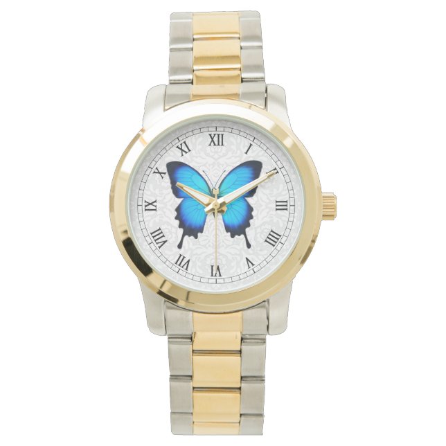 Papilio Ulysses Blue Butterfly Watch Armbanduhr (Vorderseite)