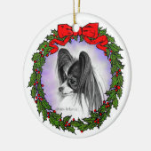 Papillion Dog Art von Glenda S. Harlan Keramik Ornament (Links)