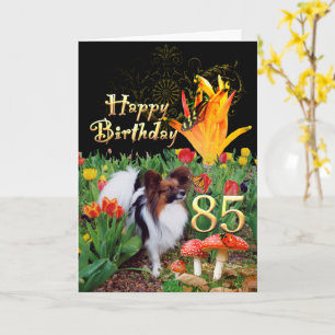 Papillion Hund Happy 85 Geburtstagskarte Altersspe Karte