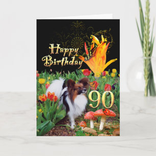 Papillion Hund Happy 90 Geburtstagskarte Altersspe Karte