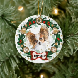 Papillion Hund Weihnachten Niedlicher Hund Krümel Keramik Ornament