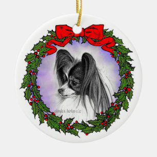 Papillion Hunde Kunst von Glenda S. Harlan Keramik Ornament