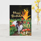Papillion Hunde züchten Happy 80 Schmetterlinge zu Karte (Gelbe Blume)