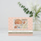 Papillion Pink/Green ・ Geburtsankündigung Ankündigungspostkarte (Stehend Vorderseite)