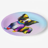 Papillion Pop Art Pastell Pappteller (Schrägansicht)
