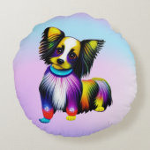 Papillion Pop Art Pastell Rundes Kissen (Rückseite)